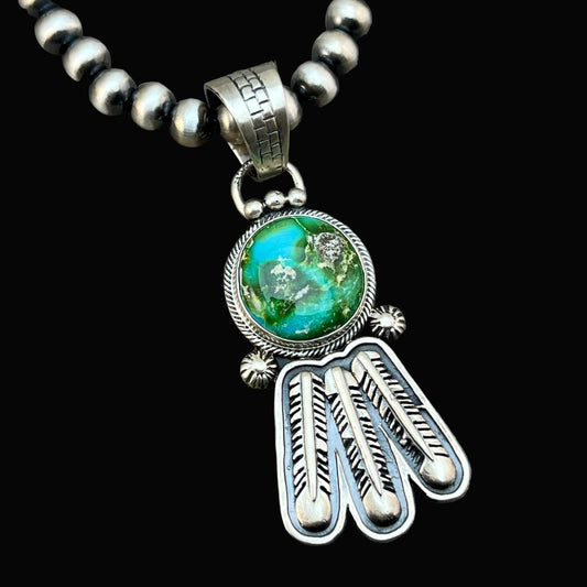 18" Sonoran Turquoise necklace sterling silver 6mm bead Verley Betone Navajo 768