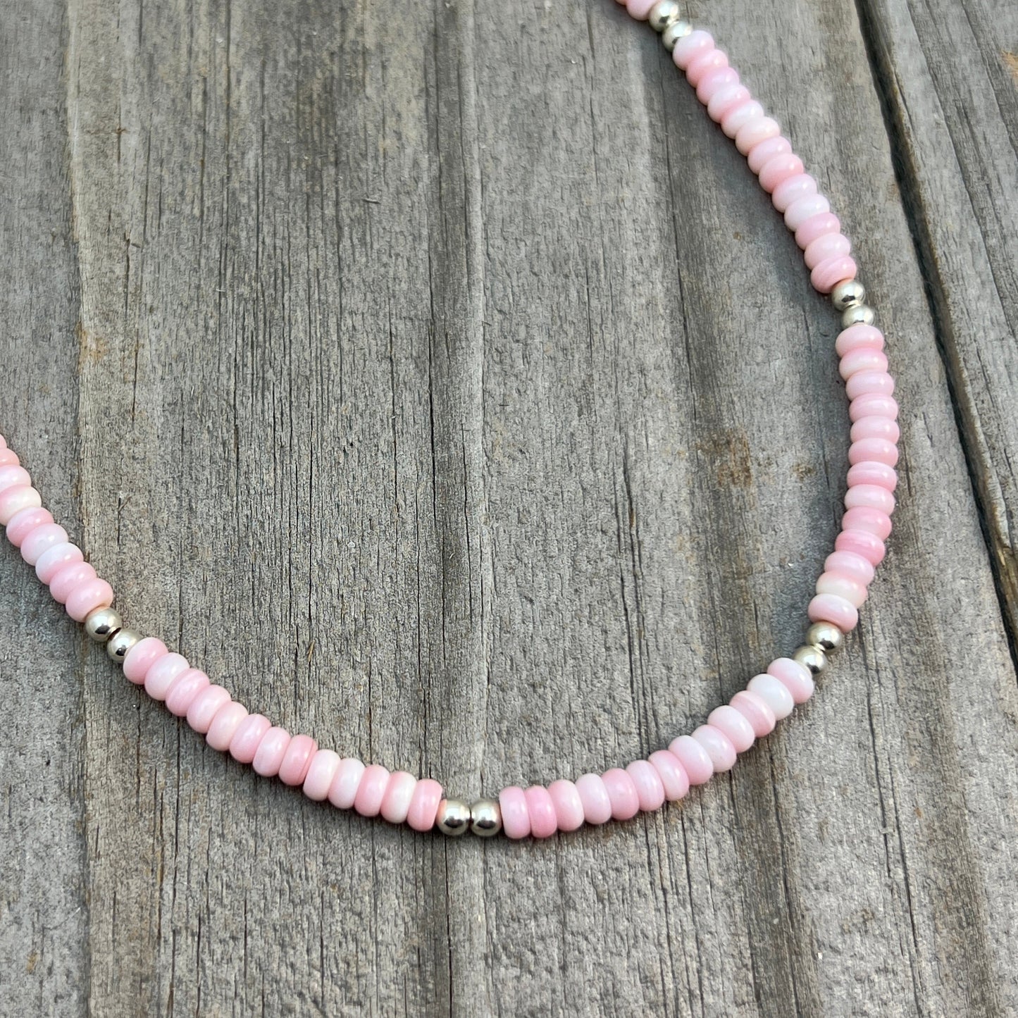 18" Pink Conch Shell small 4mm rondelle necklace Doreen Jake Navajo 729