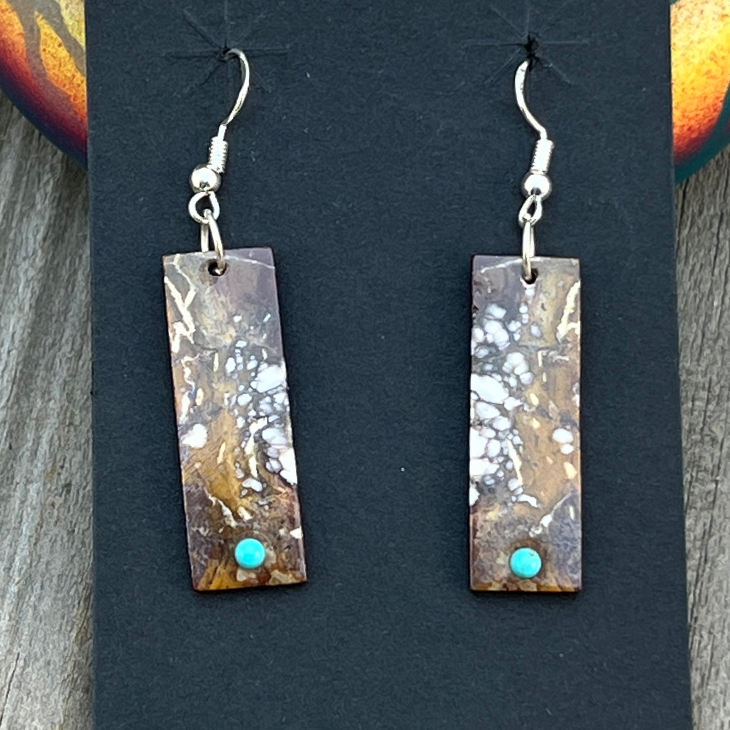 Wild Horse Slab Earrings Turquoise Zuni handmade Jesus Espino 677