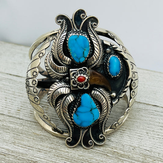 7 1/2" large Vintage Kakiki Turquoise cuff bracelet vintage collectible