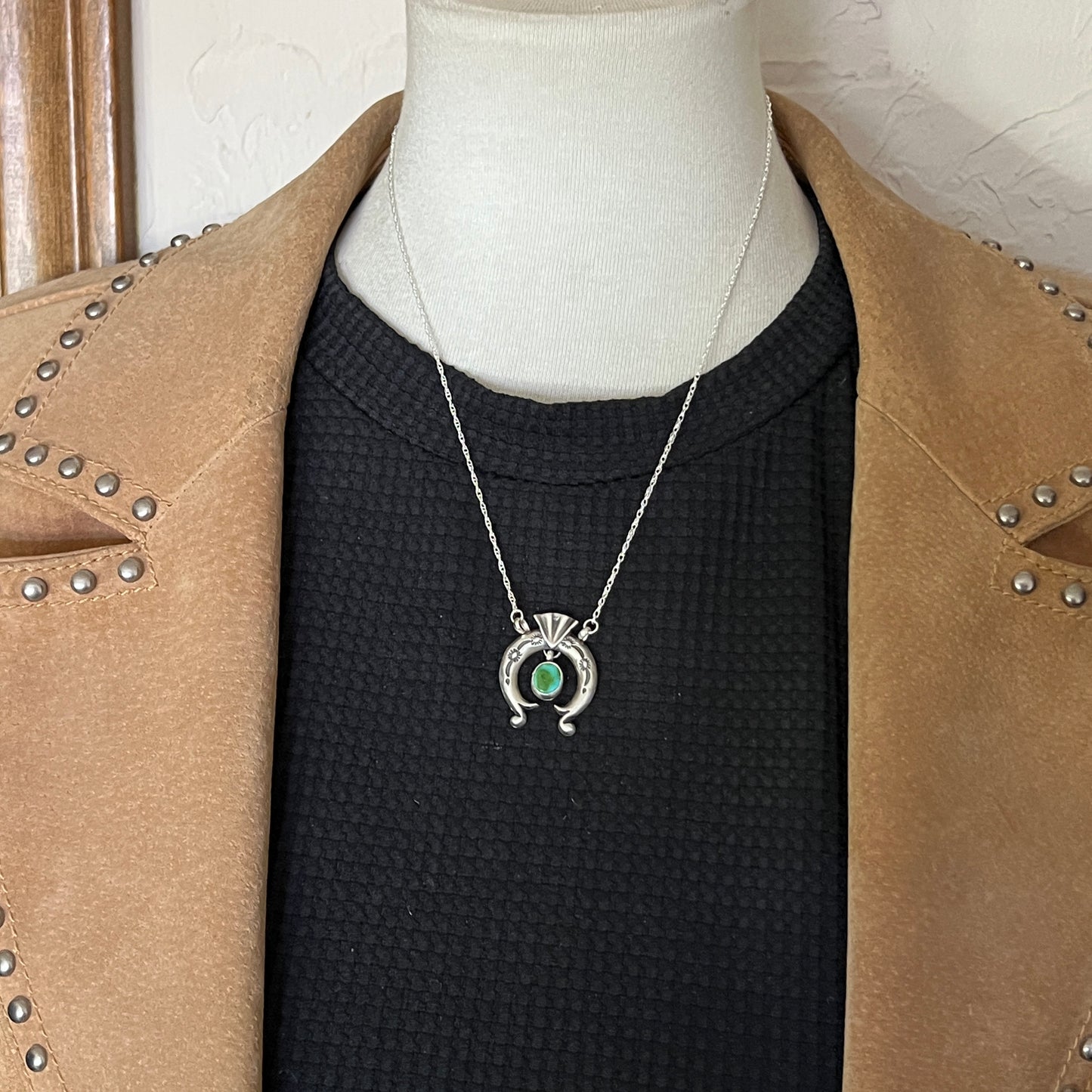 18 1/2" Sonoran Turquoise Naja Necklace Sterling silver Navajo Verley Betone 649