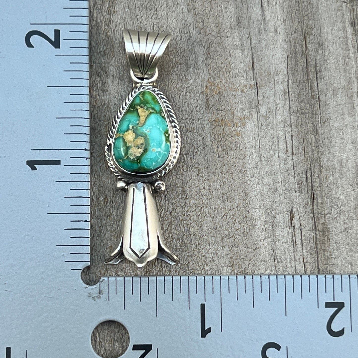 Sonoran Gold Turquoise Squash Blossom Pendant Adrienne Gordon Sterling Silver 601