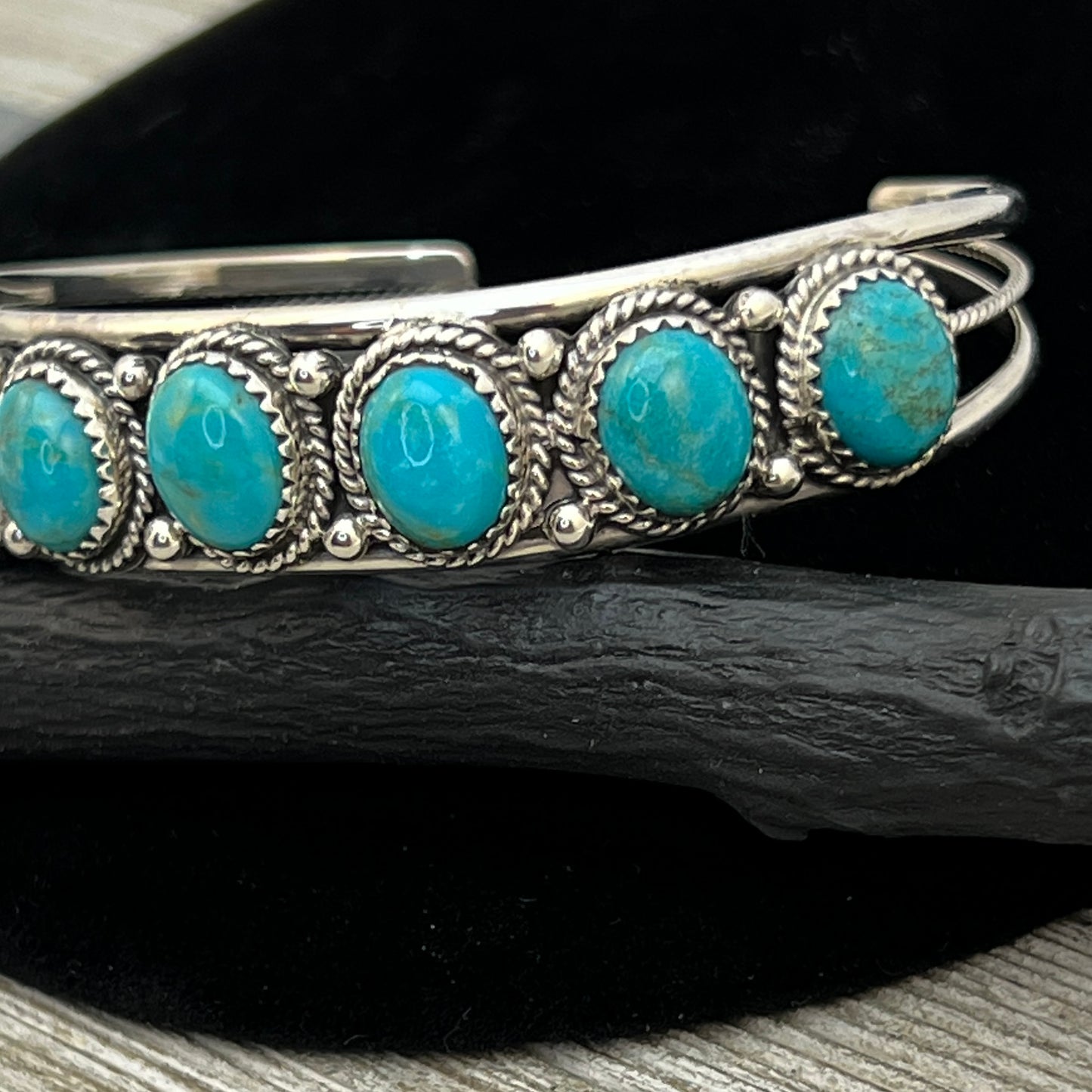 6 3/4" Campitos Turquoise Cuff Bracelet Sterling Silver Verley Betone BR43