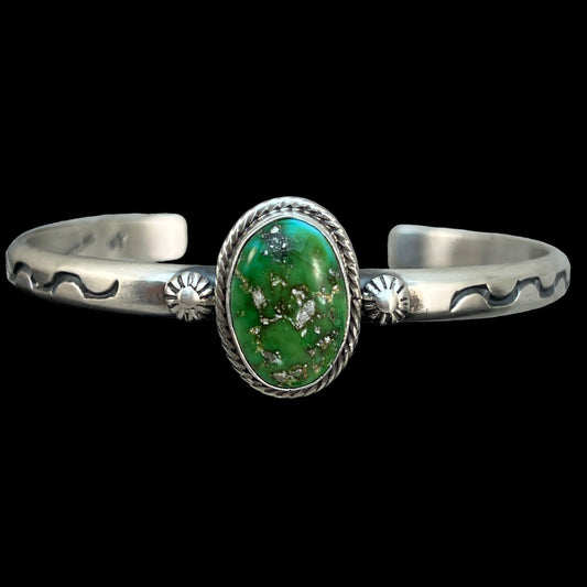 6 1/2" Sonoran Gold Turquoise Cuff Bracelet Navajo Samuel Yellowhair 469