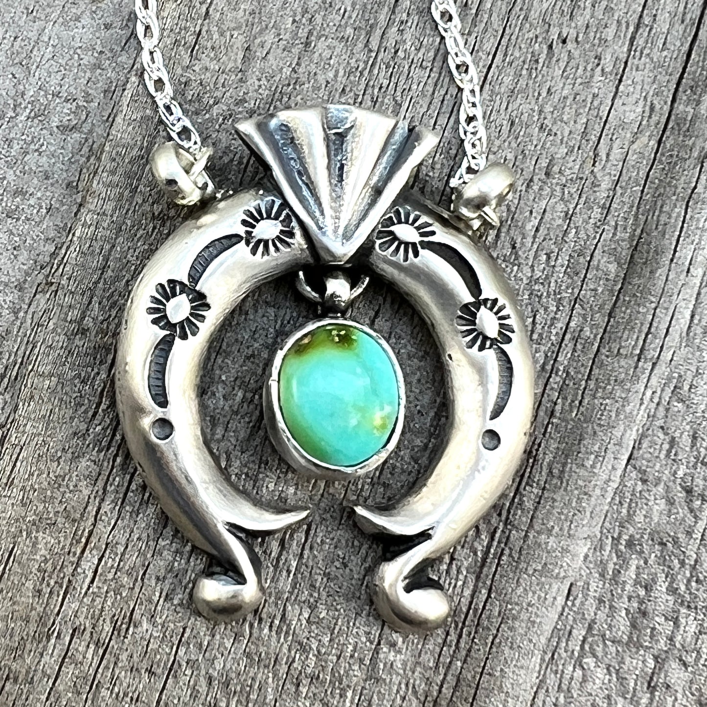 18 1/2" Sonoran Turquoise Naja Necklace Sterling silver Navajo Verley Betone 650