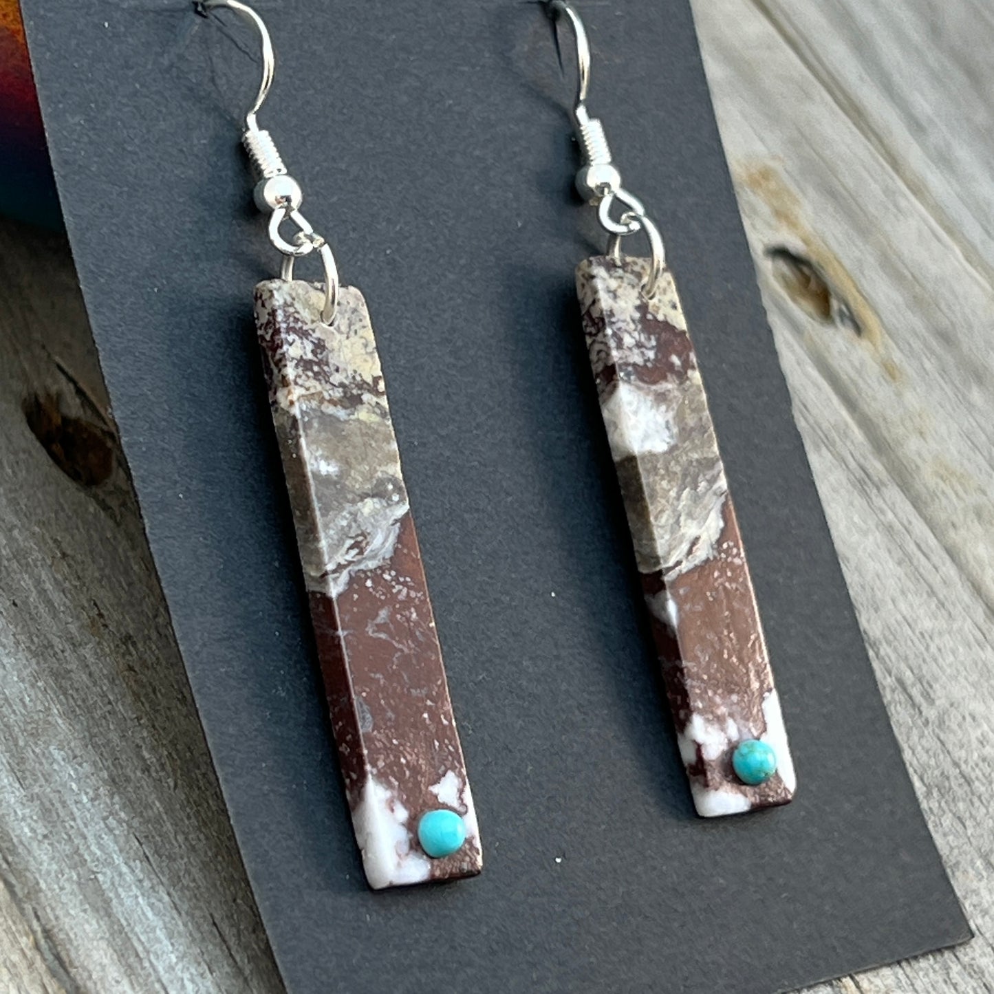 Wild Horse Slab Earrings Turquoise Zuni handmade Jesus Espino 676