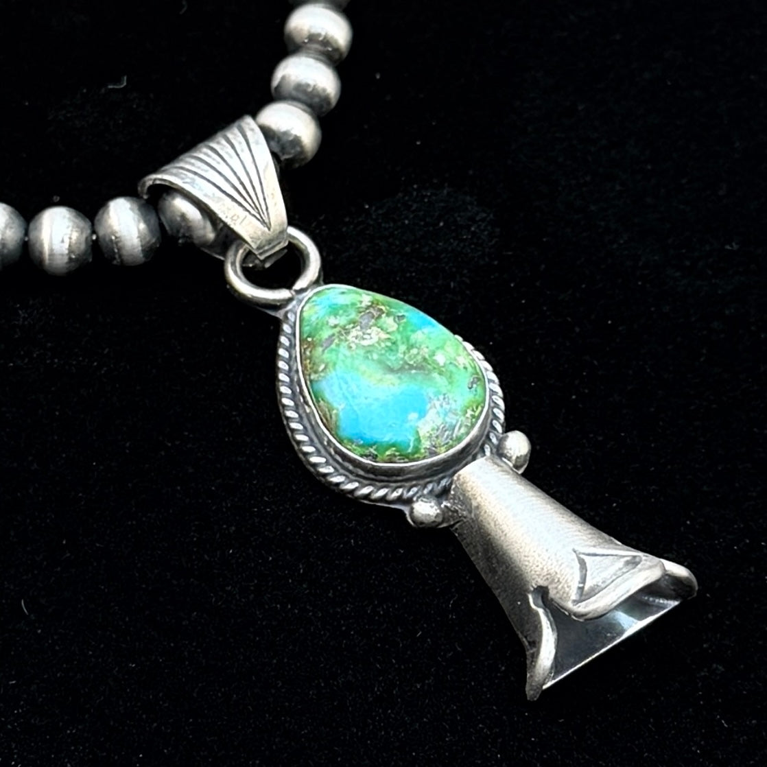 16" Sonoran Turquoise Squash Blossom Necklace Sharon McCarthy Sterling silver NK52