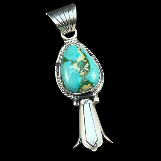 Sonoran Gold Turquoise Squash Blossom Pendant Adrienne Gordon Sterling Silver 498