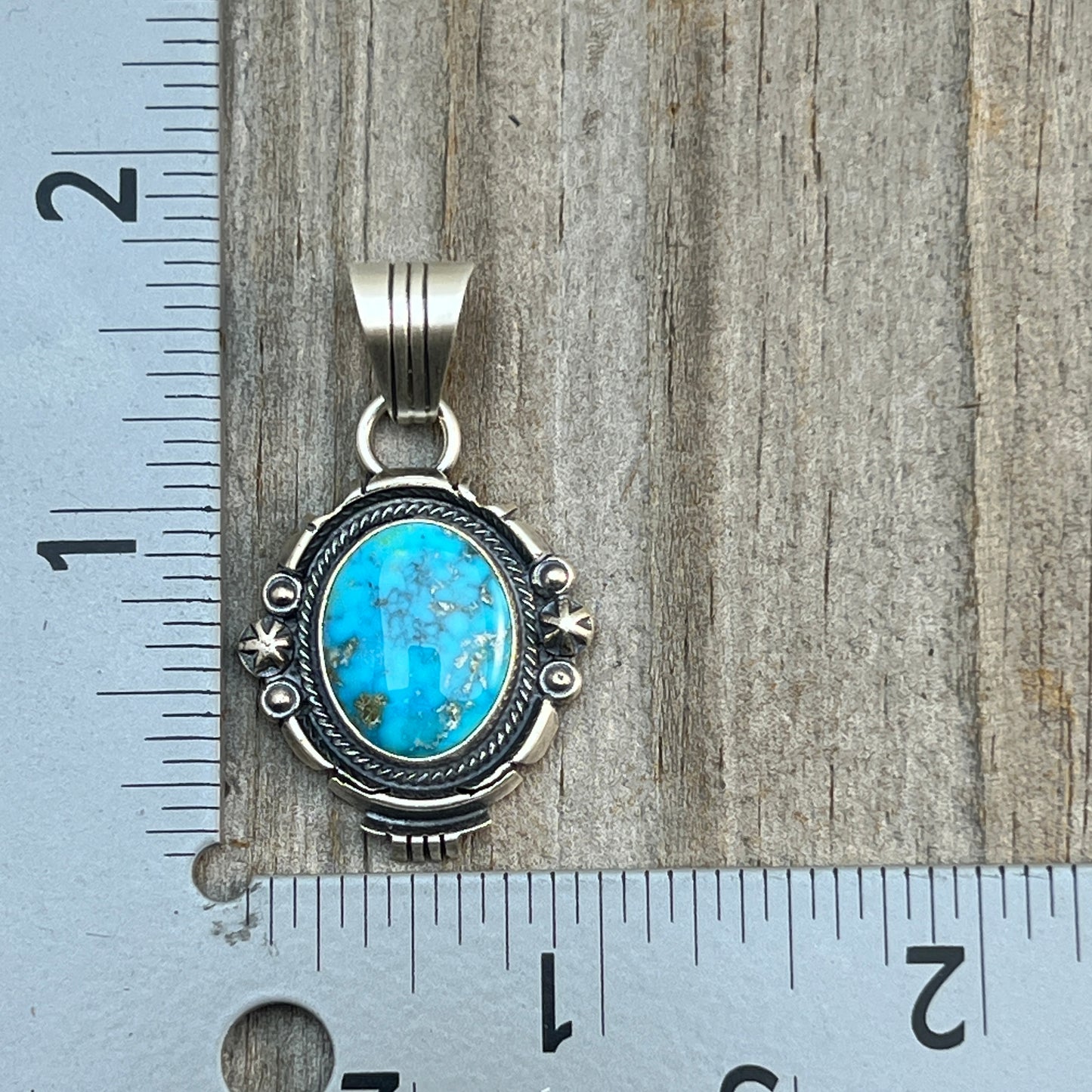 Kingman Turquoise pendant sterling silver Marita Benally Navajo 735