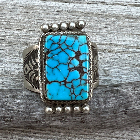 Size 11 1/4 Blue Kingman Turquoise Ring Sterling Silver Adrienne Gordon