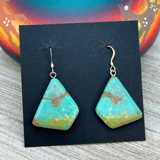 Tyrone Turquoise handmade slab earrings, sliced turquoise