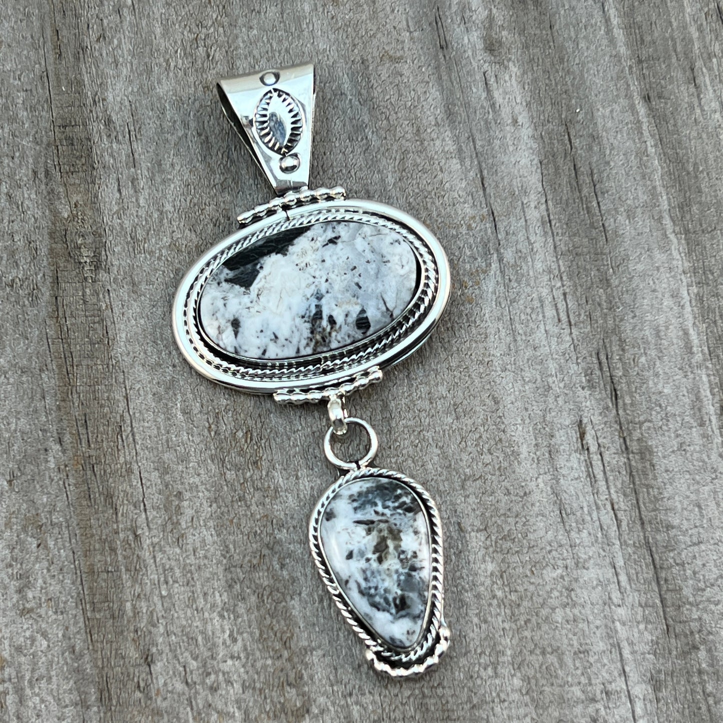 White Buffalo Pendant Sterling silver Navajo Handmade Mike Smith 518