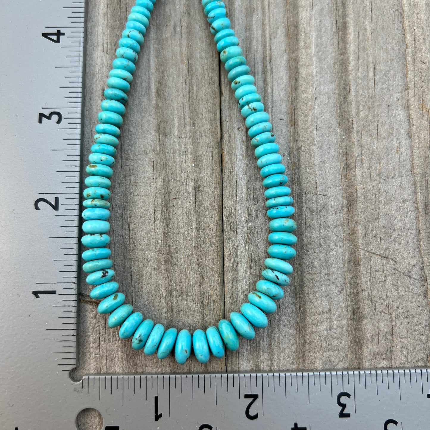 19" blue Turquoise graduated rondelle bead necklace choker Doreen Jake Navajo 779