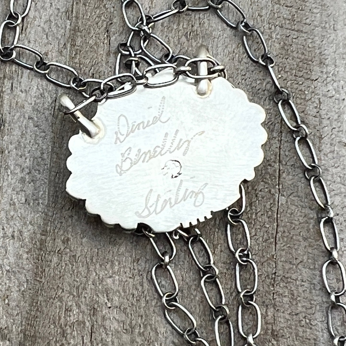 18" Kingman Spiderweb Turquoise Necklace Sterling silver Navajo Daniel Benally 607