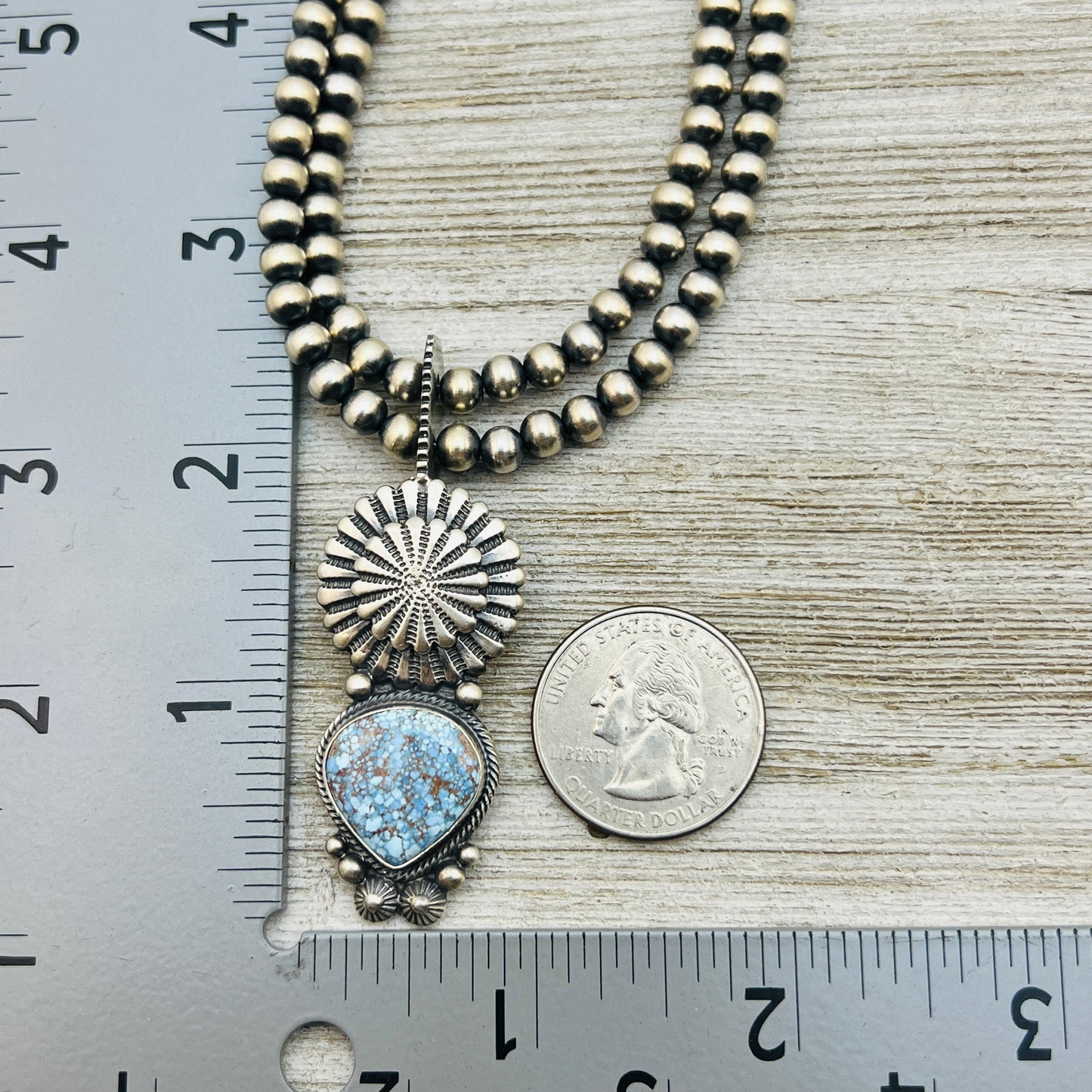 16" Golden Hills Turquoise  Necklace Tom Lewis Sterling silver NK13