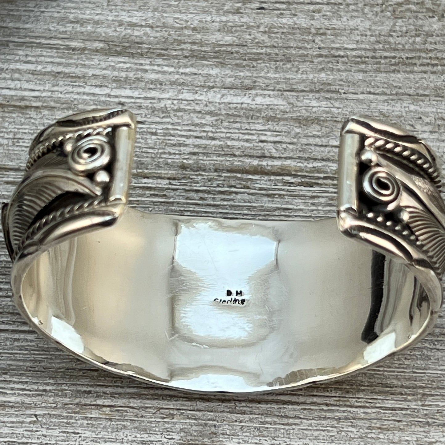 6.75" all silver floral Cuff Bracelet Navajo Darrell Morgan signed western floral design