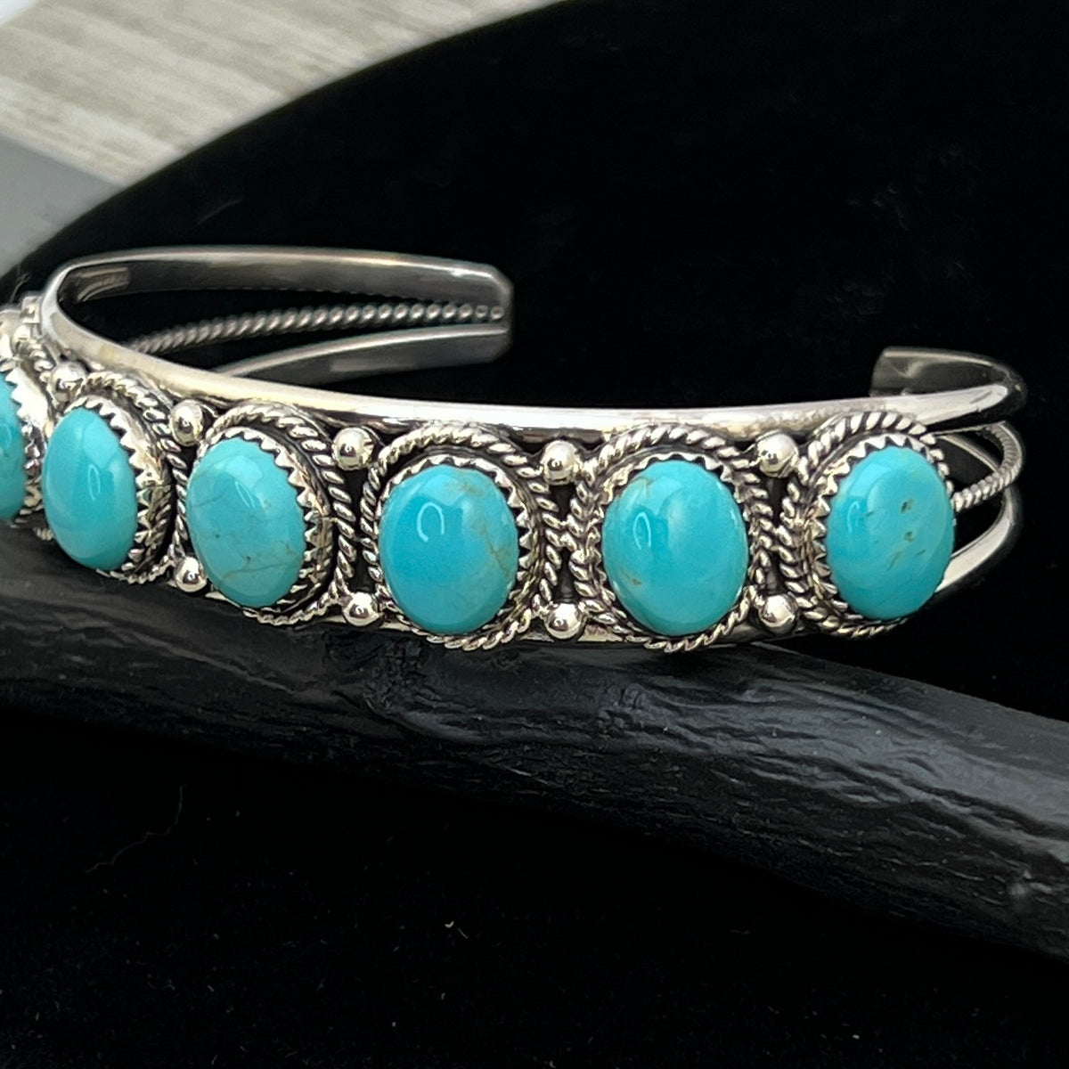 6 3/4" Campitos Turquoise Cuff Bracelet Sterling Silver Verley Betone BR45