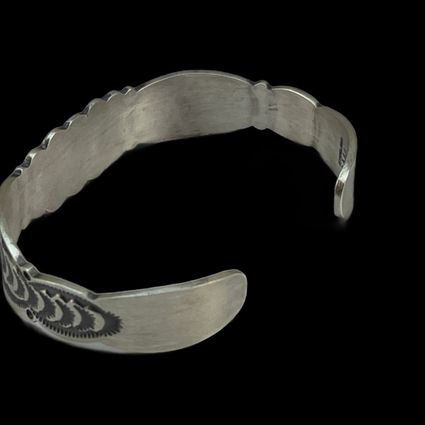 6 1/2" Sterling Silver Hand Stamped Cuff Bracelet, Benny Ramone, Old Style Navajo Buttons, Stars, concho