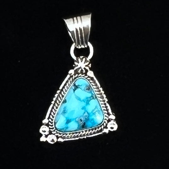 Blue Kingman Turquoise Pendant Navajo handmade Daniel Benally sterling silver