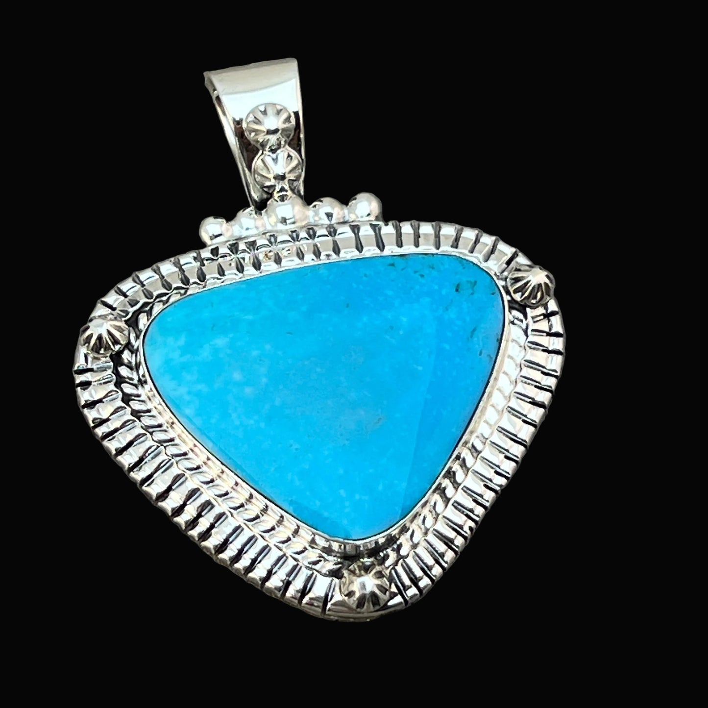 Beautiful blue Kingman turquoise pendant sterling silver Charlene Yazzie Navajo 814