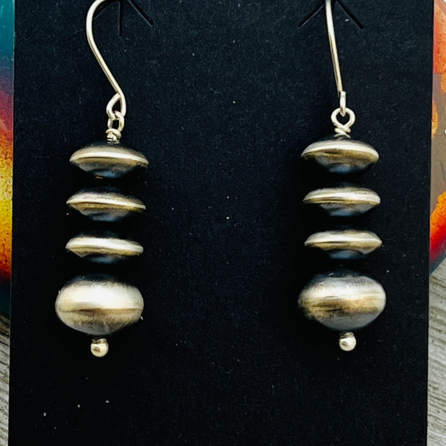 Handmade Sterling silver Navajo Bead Earrings Amanda Larry ER59