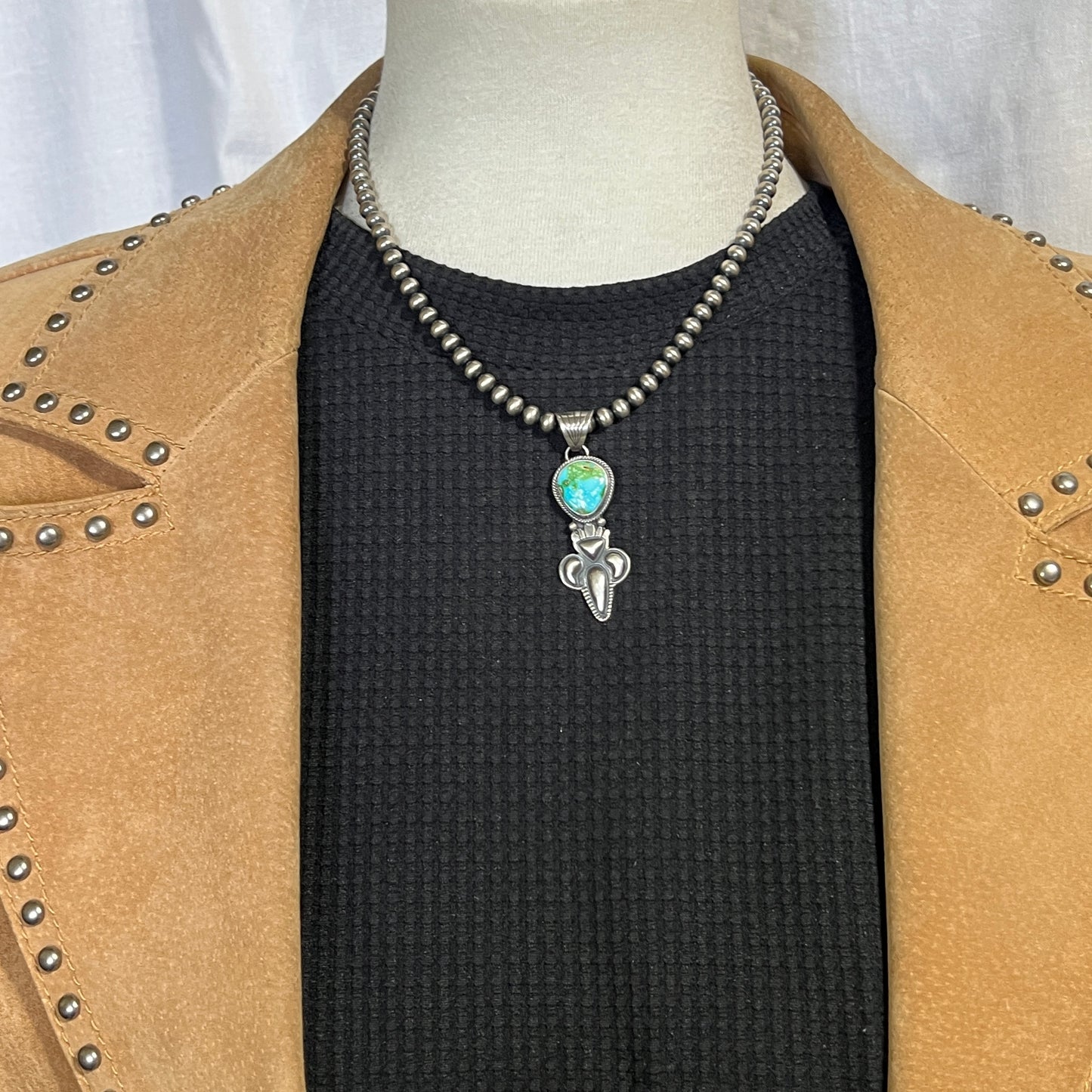 16" Sonoran Gold polychrome Turquoise  Necklace Gary Shorty Sterling Silver NK18