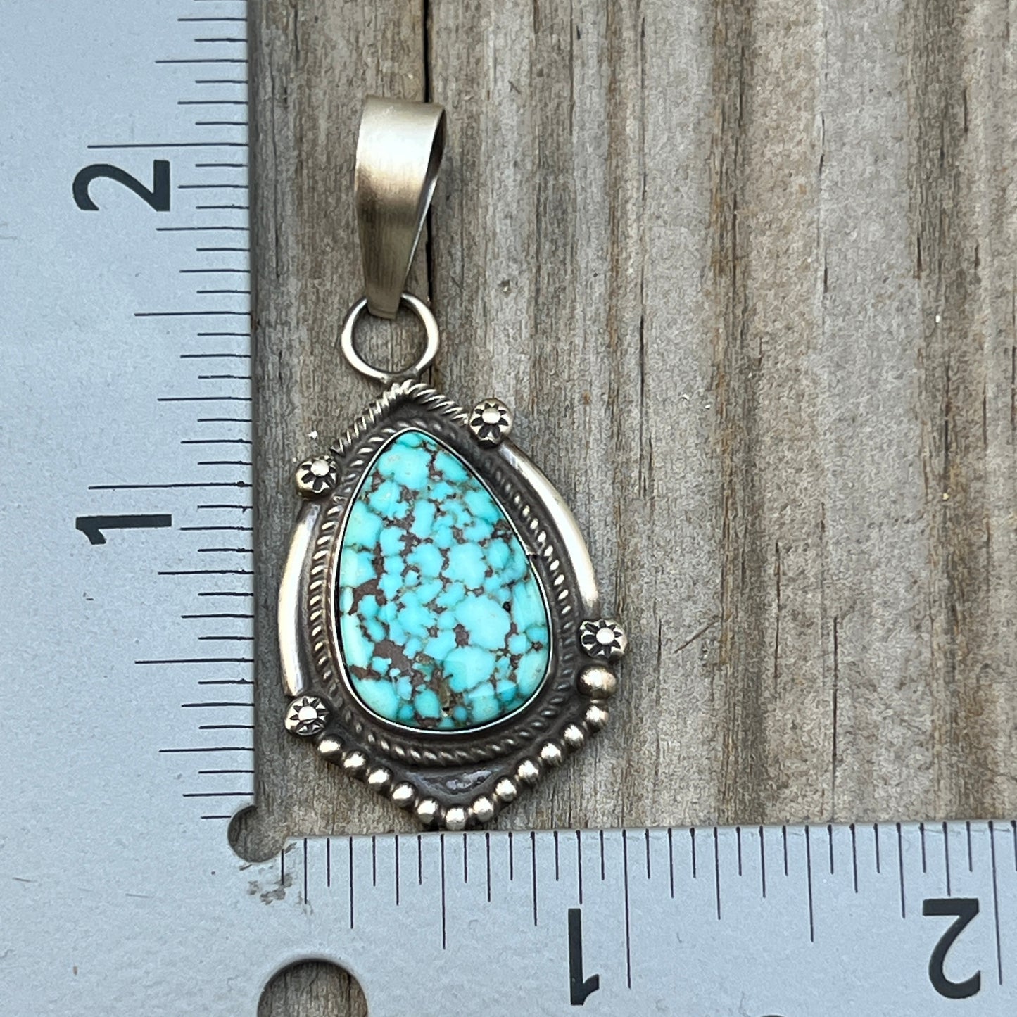 High Grade  Kingman Spiderweb Turquoise pendant sterling silver Leslie Nez Navajo 793