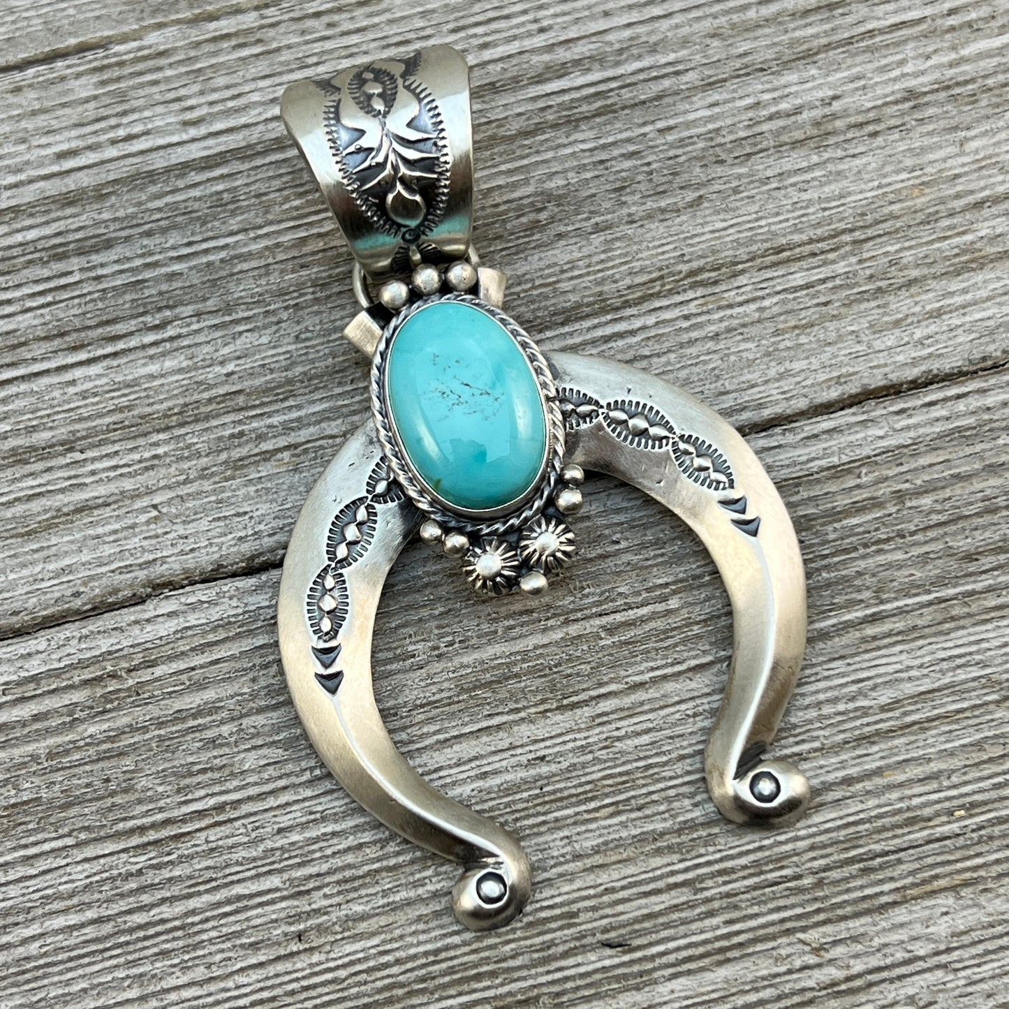 Sonoran Gold Turquoise Naja Pendant Samuel Yellowhair Sterling Silver 605