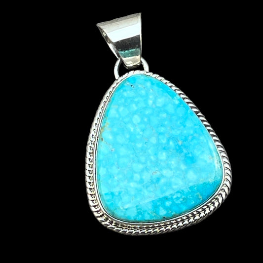 Sterling silver Kingman waterweb Turquoise pendant Burt Francisco Navajo 626
