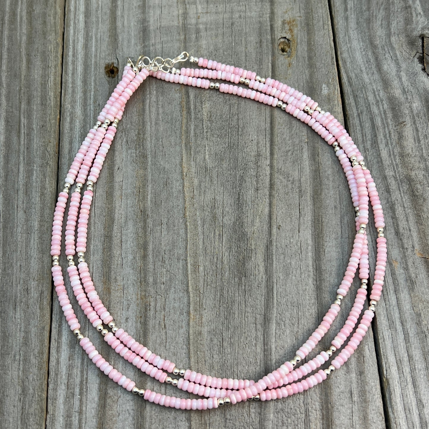 18" Pink Conch Shell small 4mm rondelle necklace Doreen Jake Navajo 729