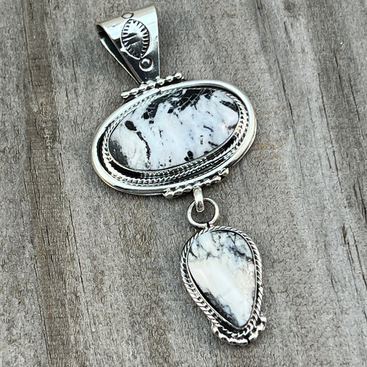 White Buffalo Pendant Sterling silver Navajo Handmade Mike Smith 519