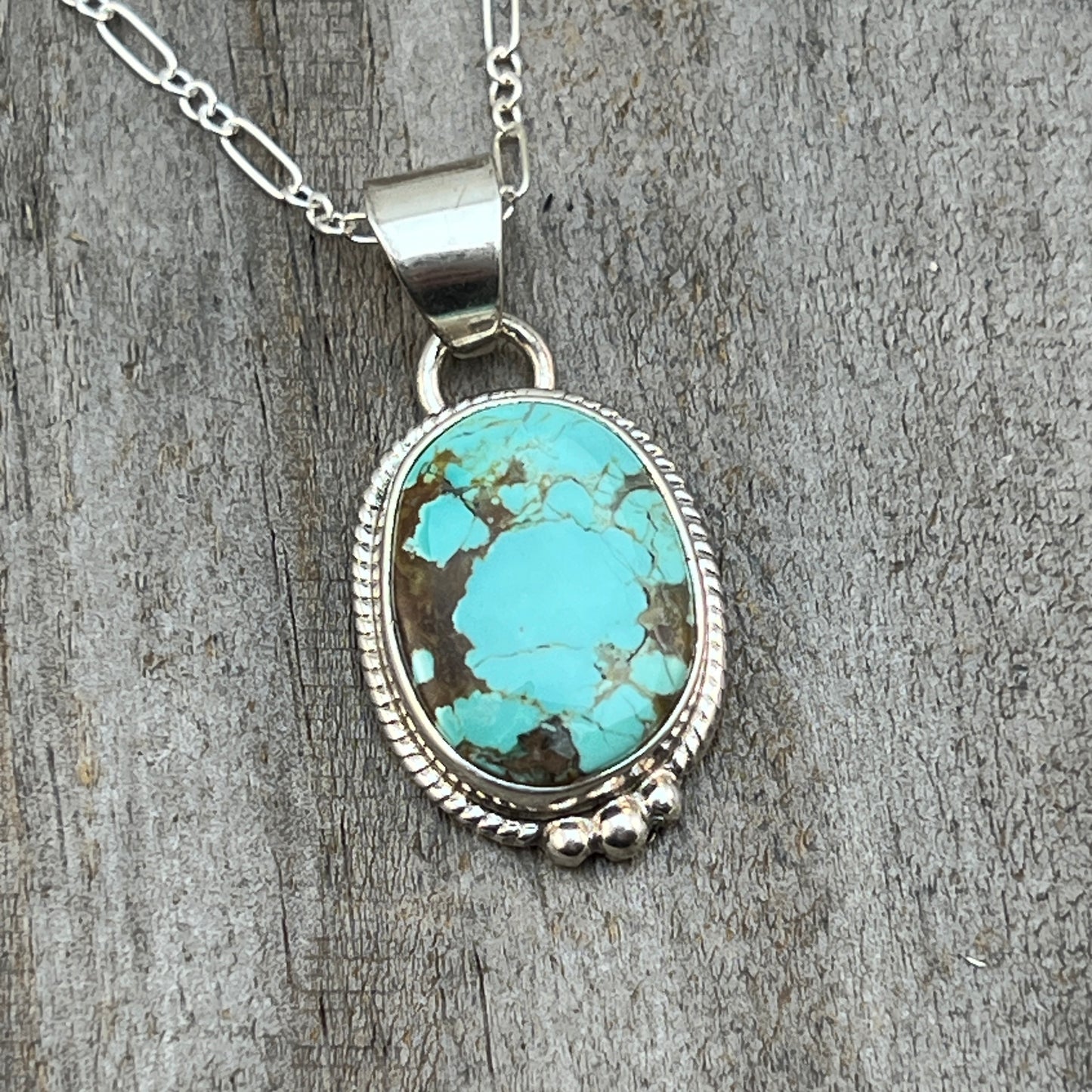 18" Sterling silver #8 Spiderweb Turquoise necklace pendant Burt Francisco Navajo 625