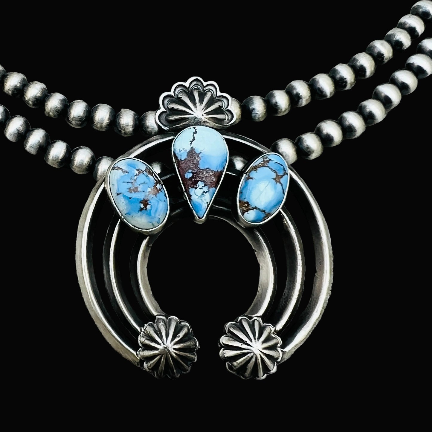 17 1/2" Golden Hills Turquoise Naja necklace sterling silver Navajo Davey Morgan NK3