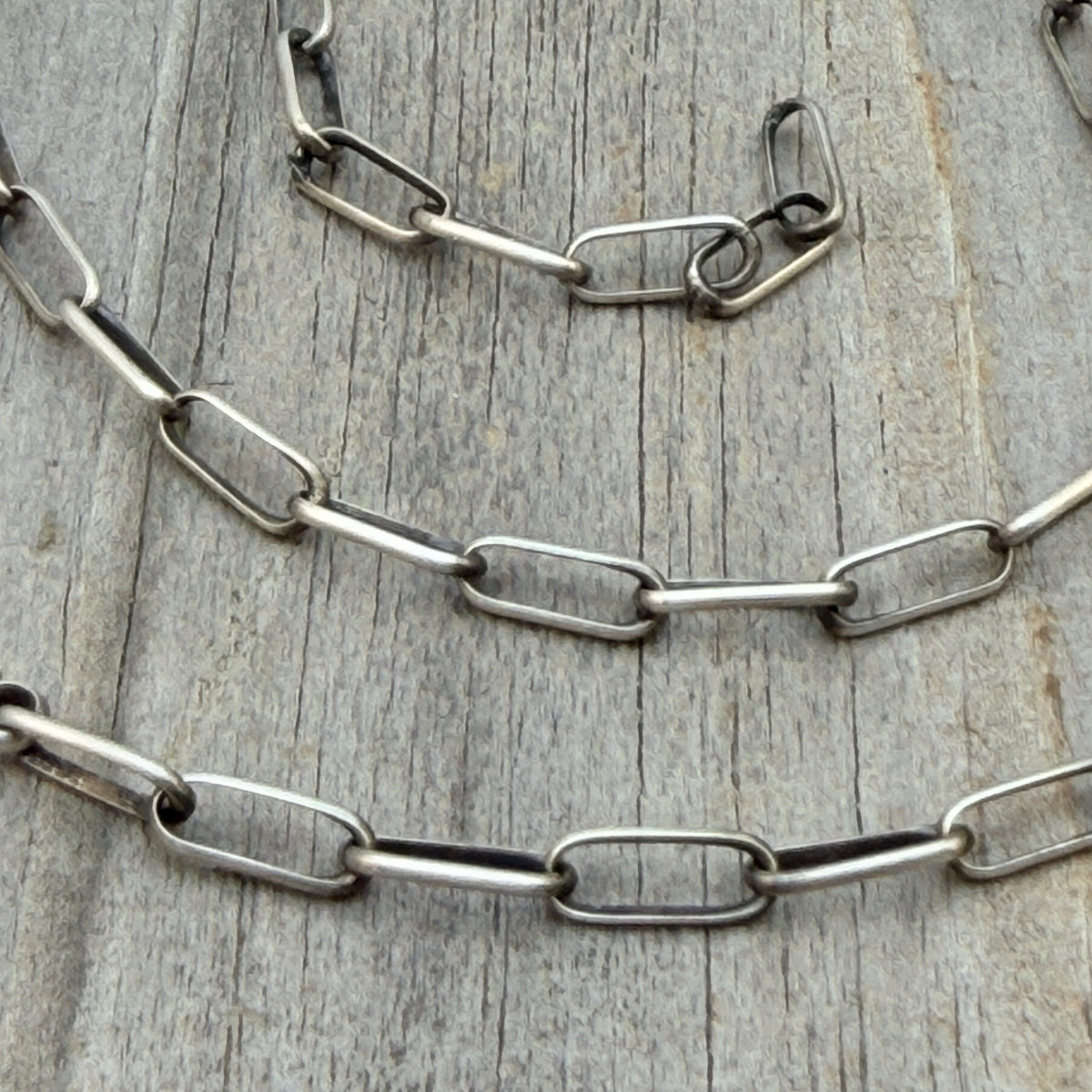 18" Sterling Silver Navajo Handmade Paper Clip Link Chain necklace Sally Shurley CH3-18