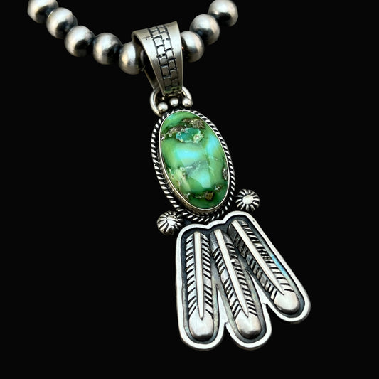 18" Sonoran Turquoise necklace sterling silver 6mm bead Verley Betone Navajo 776