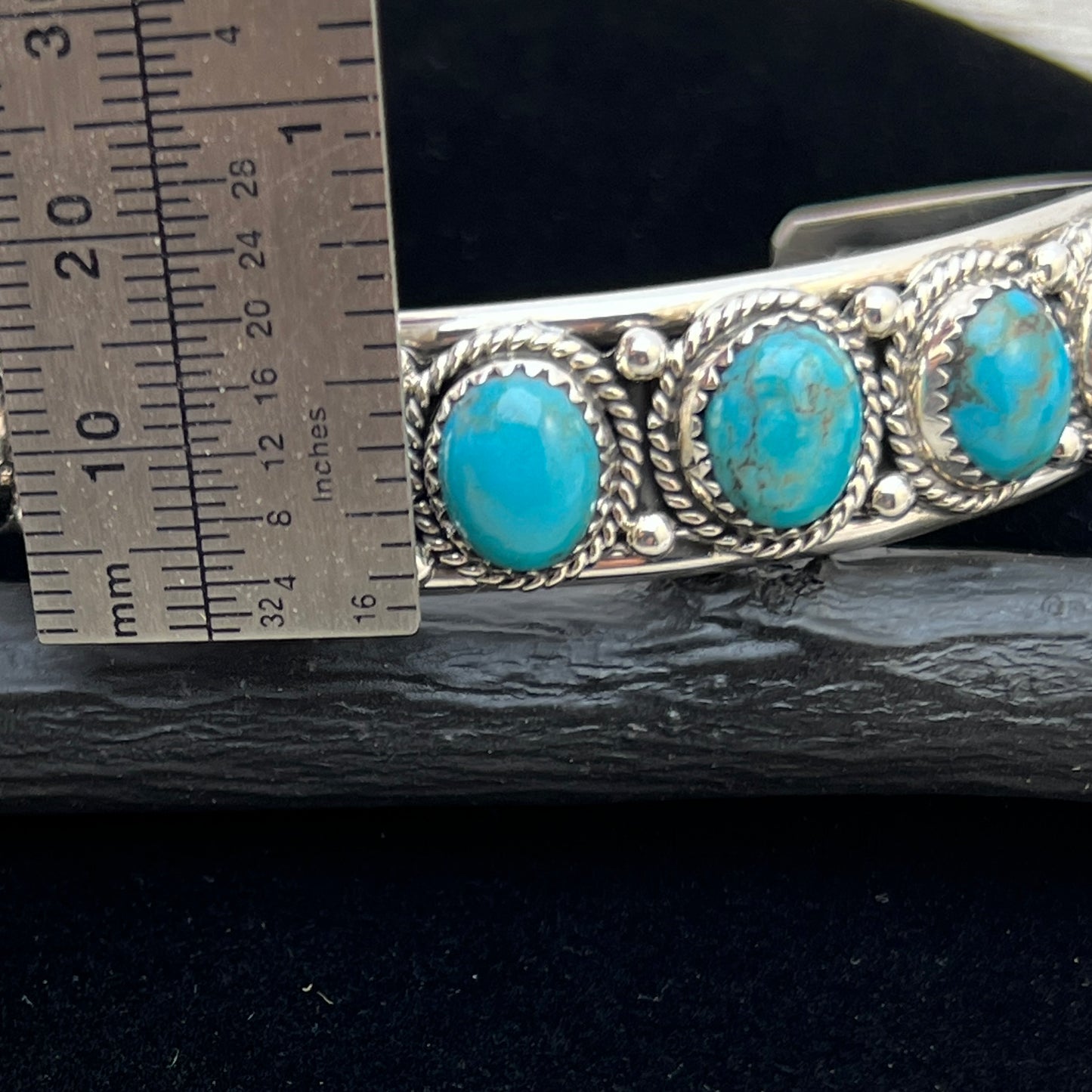 6 3/4" Campitos Turquoise Cuff Bracelet Sterling Silver Verley Betone BR40