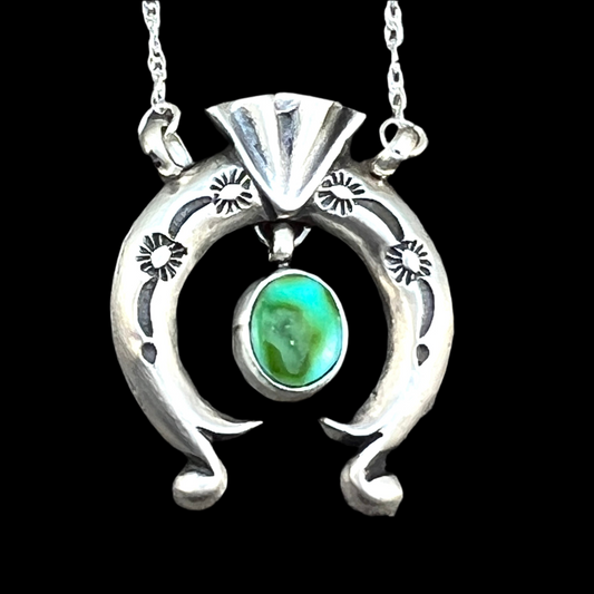 18 1/2" Sonoran Turquoise Naja Necklace Sterling silver Navajo Verley Betone 649