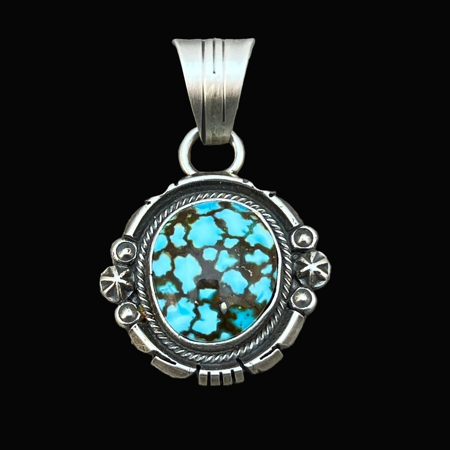 Kingman Turquoise pendant sterling silver Marita Benally Navajo 757