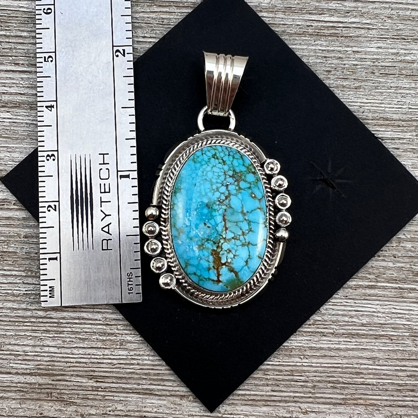 Blue Kingman Turquoise Pendant 6, Sterling Silver Daniel Benally