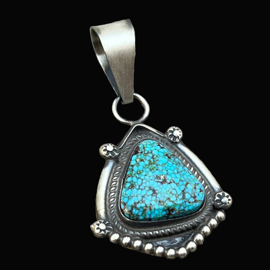 High Grade  Kingman Spiderweb Turquoise pendant sterling silver Leslie Nez Navajo 798