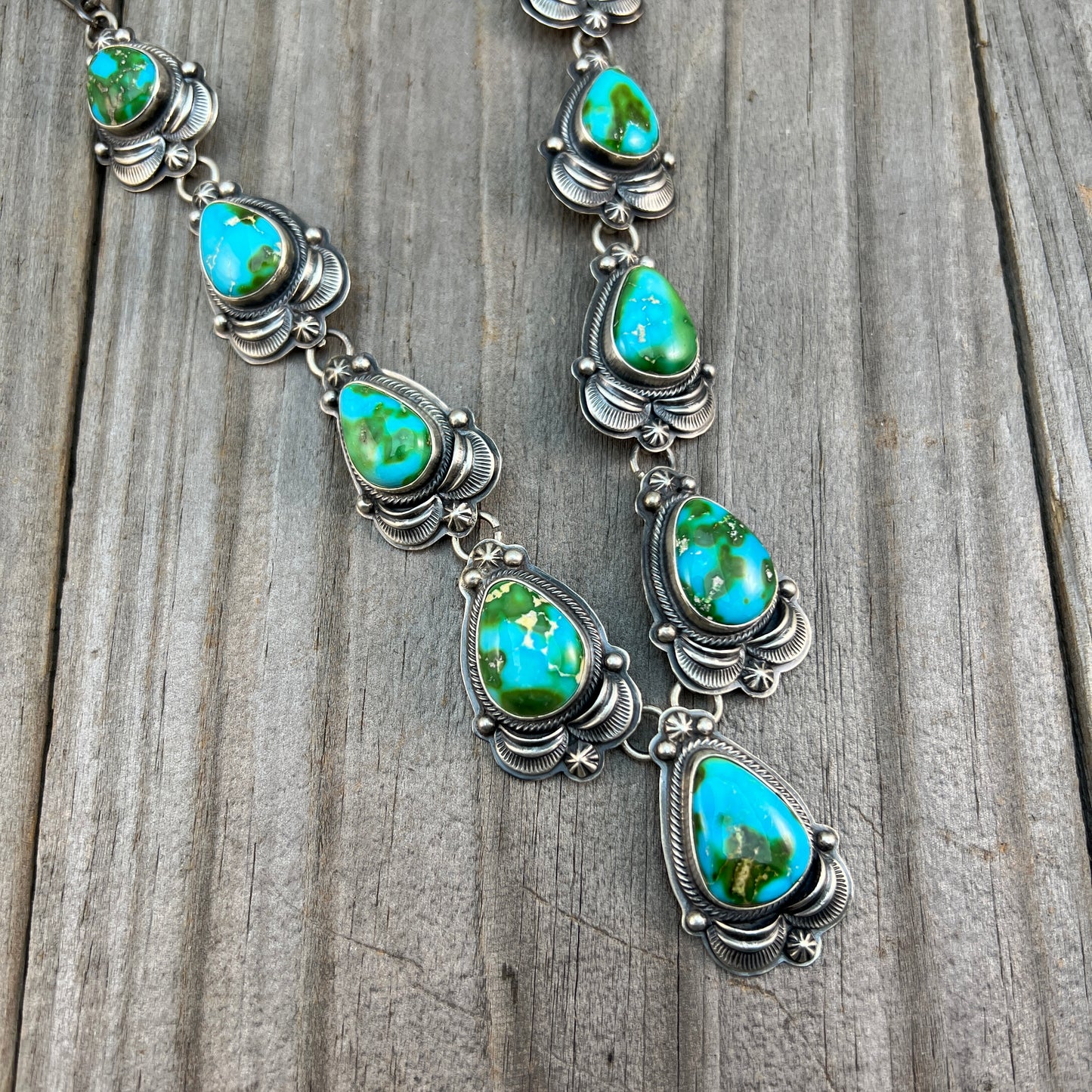 High quality Sonoran Polychrome Turquoise 24" necklace earrings set Randy Boyd 686