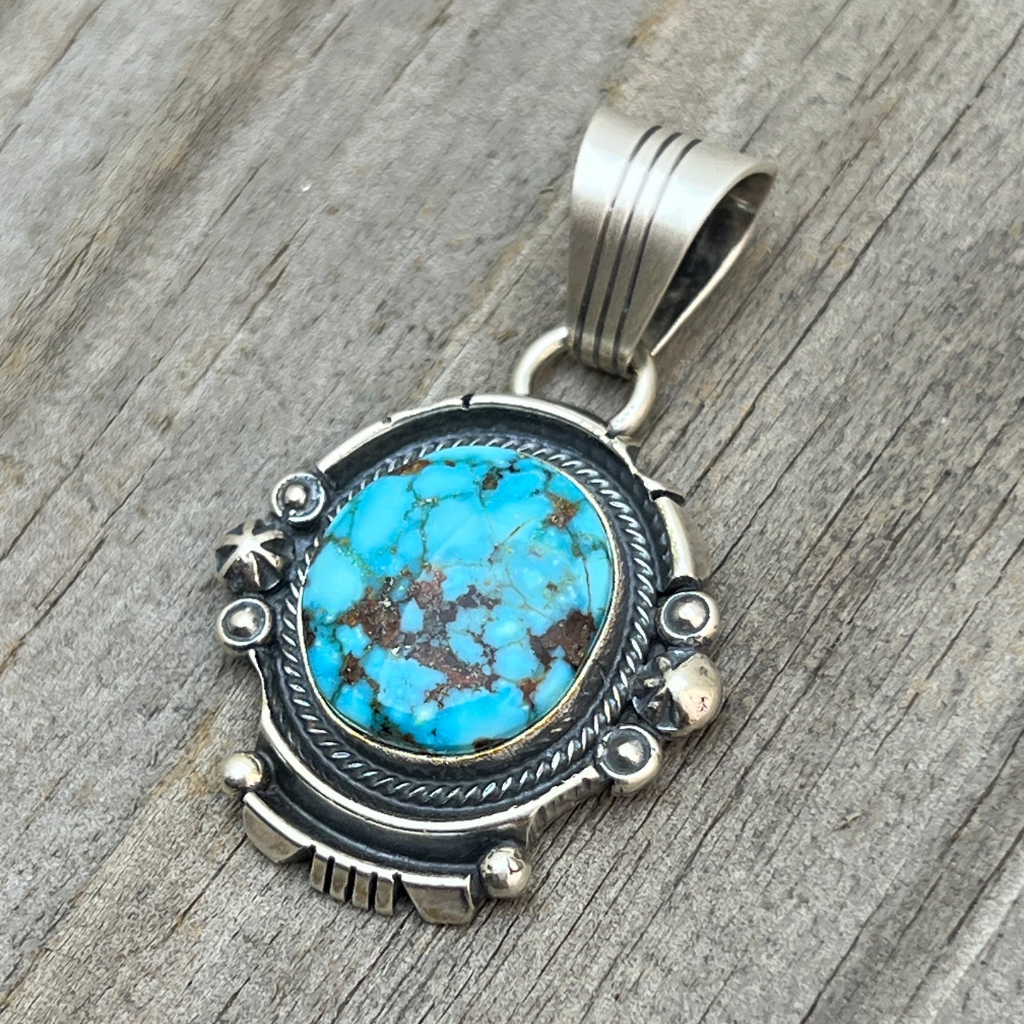 Kingman Turquoise pendant sterling silver Marita Benally Navajo 750