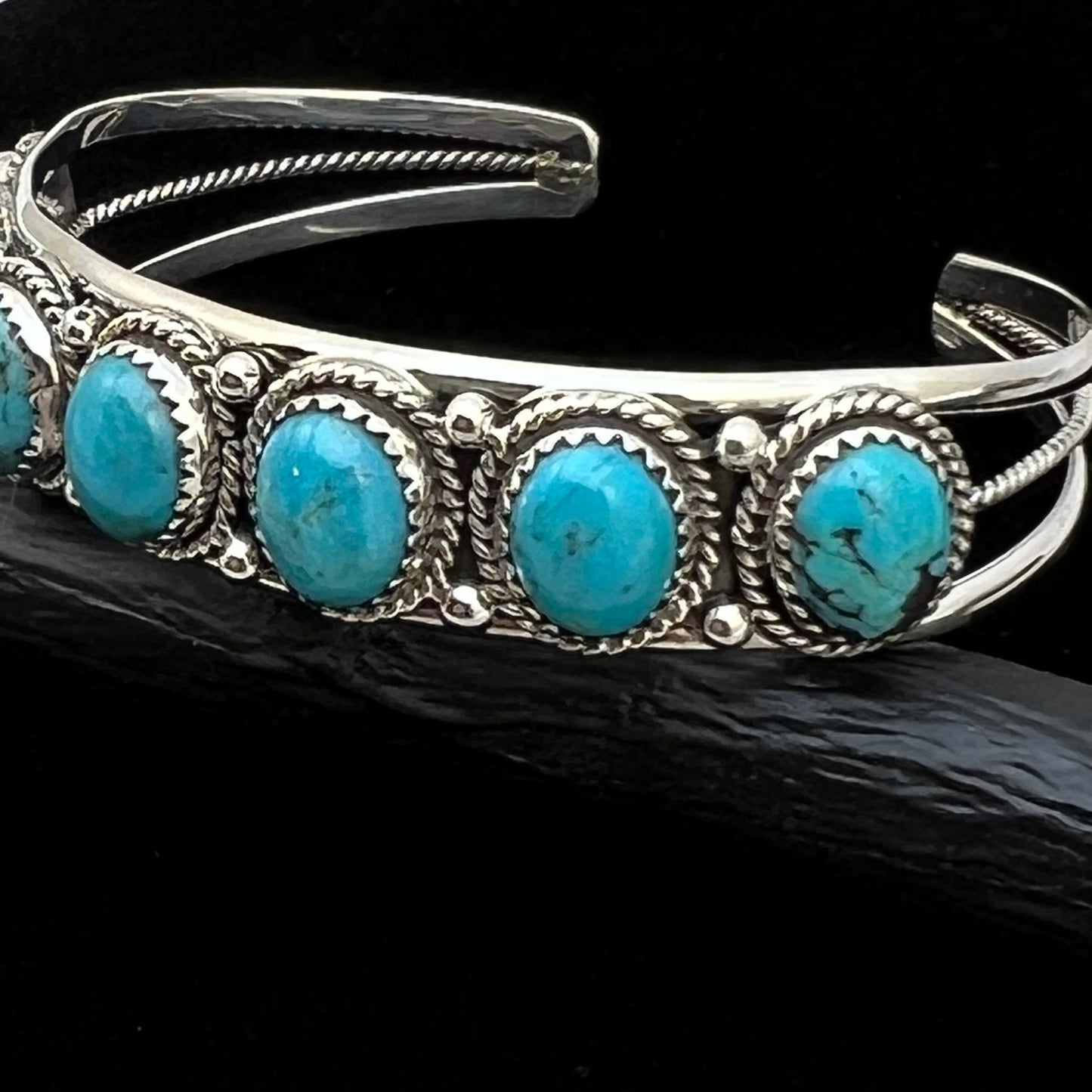 6 3/4" Campitos Turquoise Cuff Bracelet Sterling Silver Verley Betone BR40