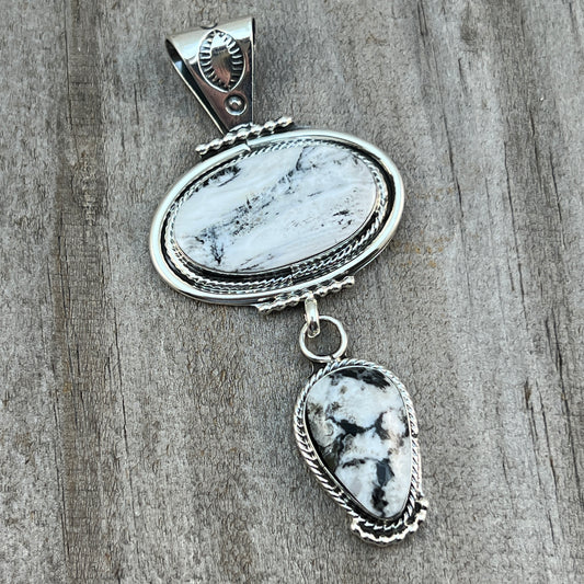 White Buffalo Pendant Sterling silver Navajo Handmade Mike Smith 521