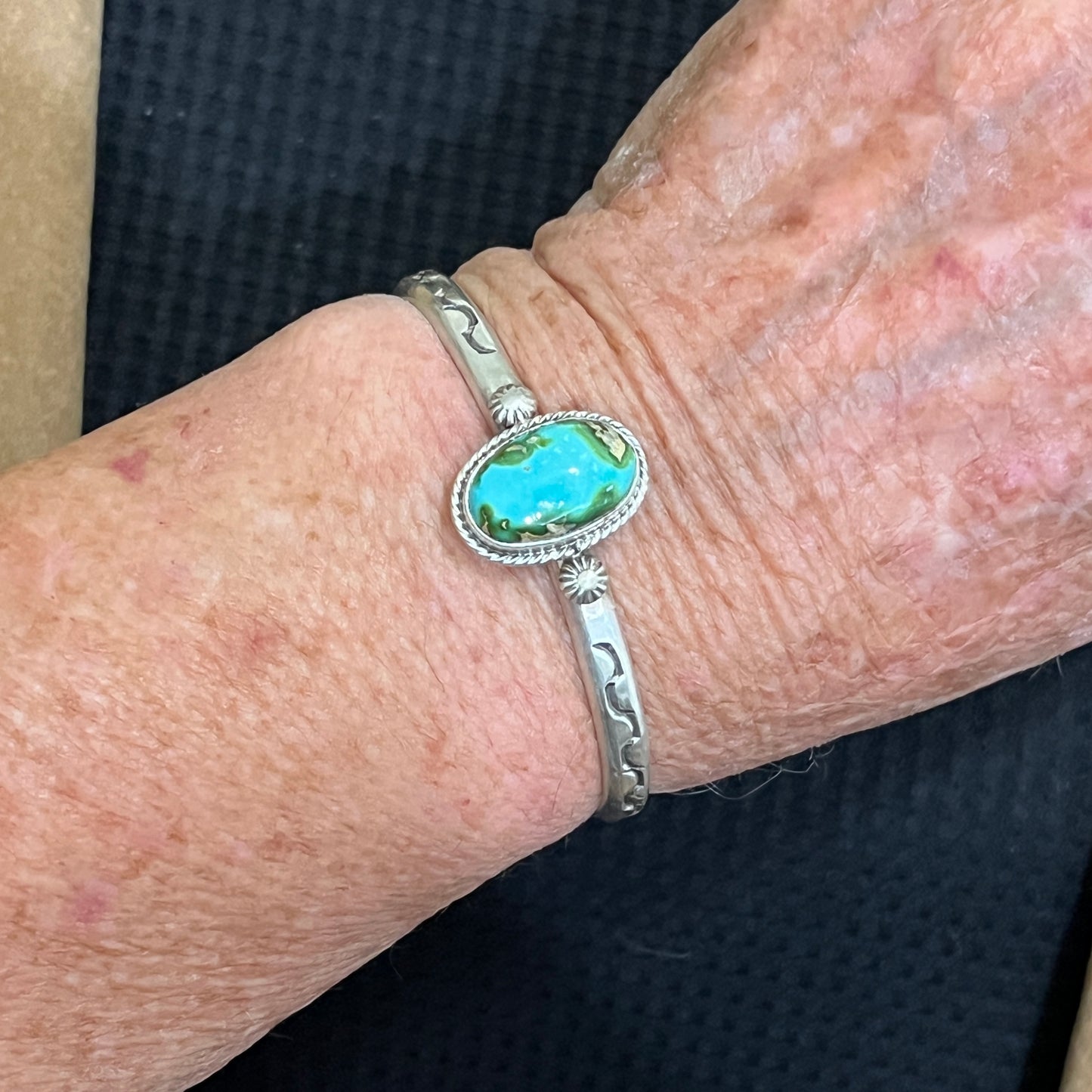 6 1/2" Sonoran Gold Turquoise Cuff Bracelet Navajo Samuel Yellowhair 468