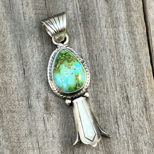 Sonoran Gold Turquoise Squash Blossom Pendant Adrienne Gordon Sterling Silver 502