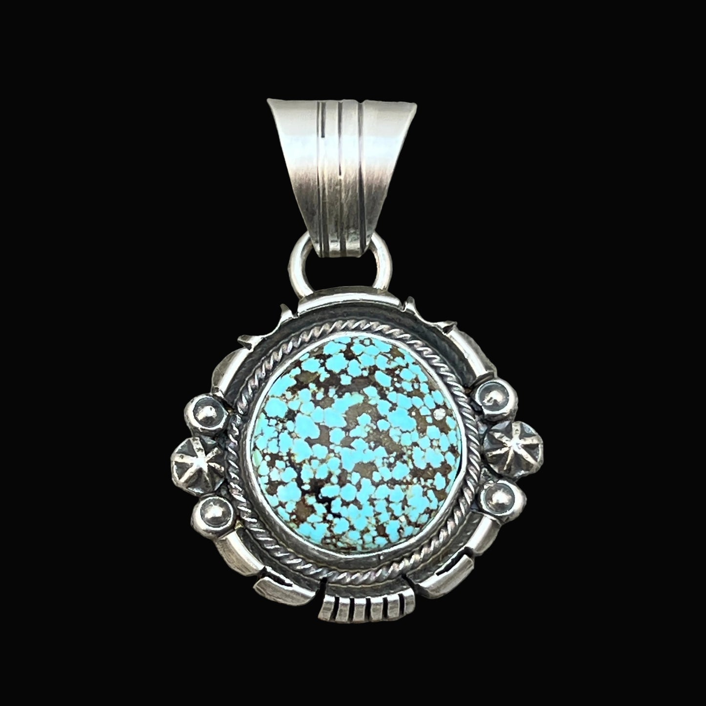 Kingman Turquoise pendant sterling silver Marita Benally Navajo 755