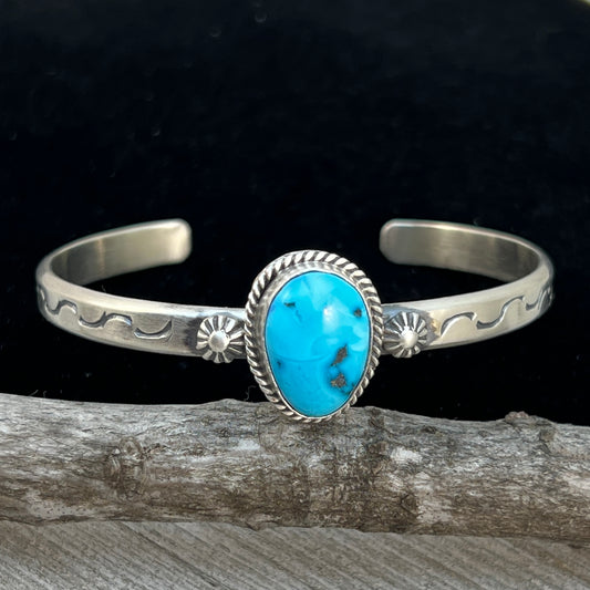 6.25 6.5 6.75 Kingman Turquoise stacker Cuff bracelet #2 Sterling Silver Samuel Yellowhair