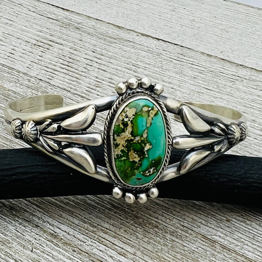 6 1/4" Sonoran Gold polychrome Turquoise cuff bracelet sterling silver Bobby Platero BR12
