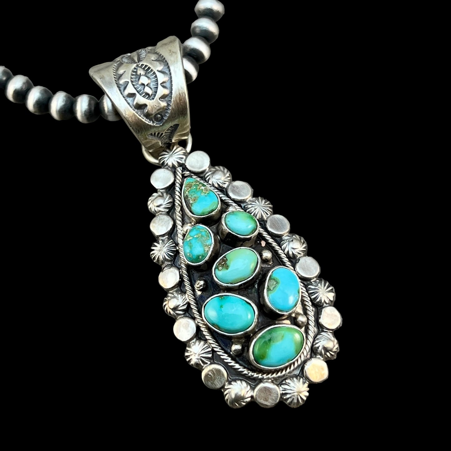 17" Necklace Sonoran Turquoise Adrienne Gordon Navajo handmade sterling silver